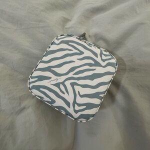 Milly Square Zebra Print Jewelry Case - Blue and White